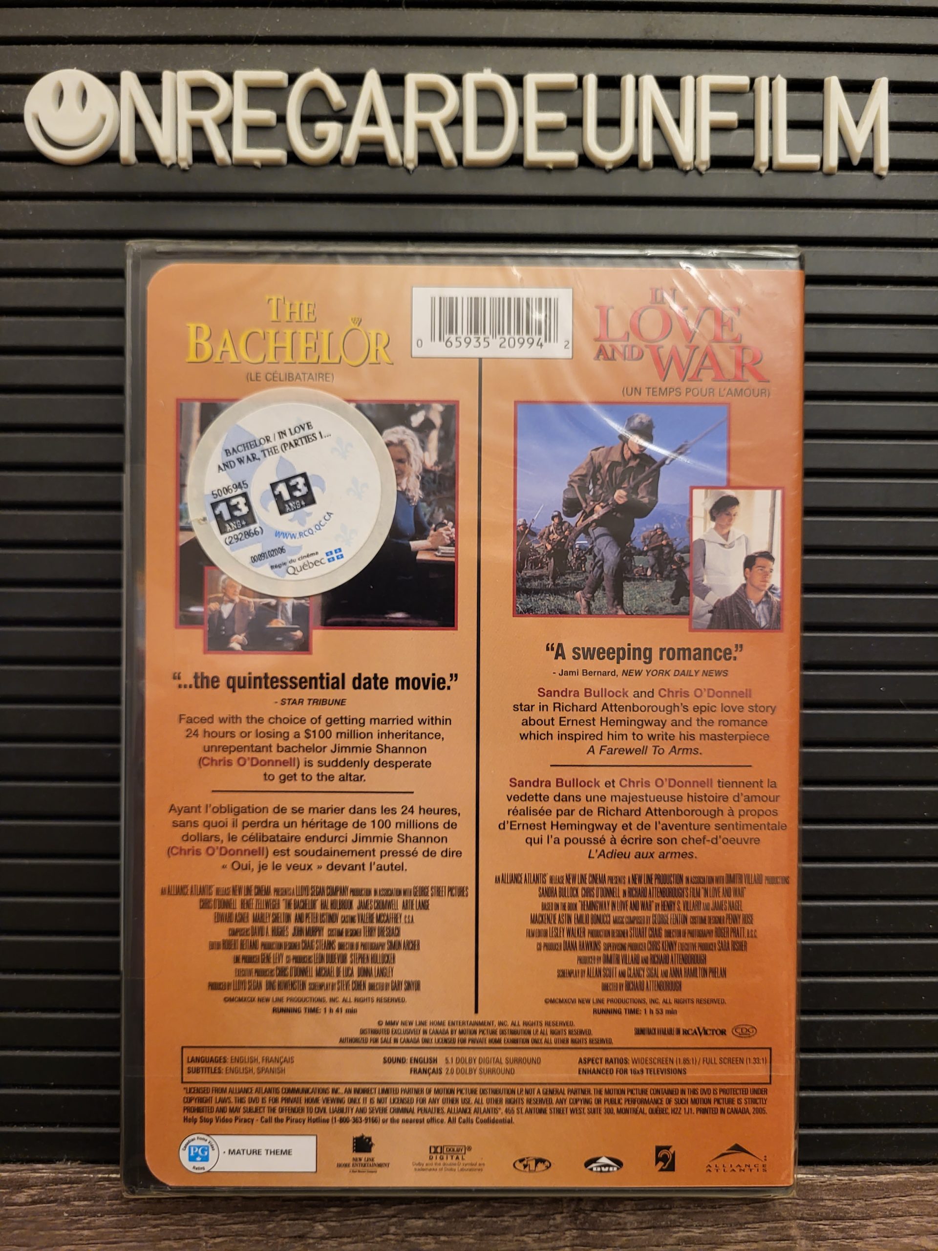 Le Célibataire & Un Temps pour l'Amour / The Bachelor (1999) & In Love and War
(1996) – Image 2