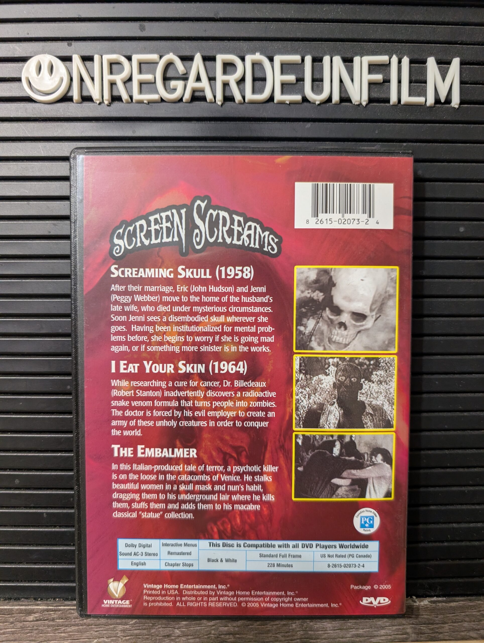 SCREEN SCREAMS
The Screaming Skull (1958) & I Eat Your Skin (Zombie) (1971) & The Embalmer (1965) – Image 2